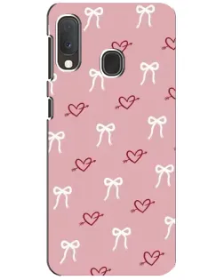 Чехол для Samsung Galaxy A20e с картинкой «Сердца и банты»