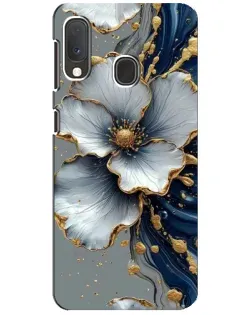 Чехол для Samsung Galaxy A20e с картинкой «Белый цветок и золотой флюид»