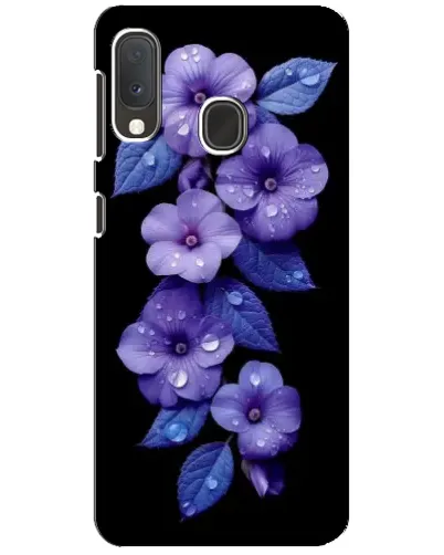 Чехол для Samsung Galaxy A20e с картинкой «Фиолетовые цветы с росою»