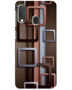 Чехол для Samsung Galaxy A20e с картинкой «Коричневые объемные квадраты»