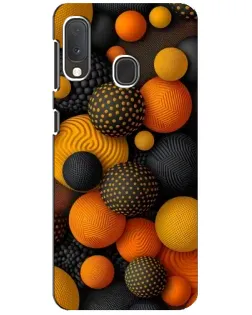 Чехол для Samsung Galaxy A20e с картинкой «Объемные оранжевые сферы»