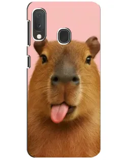 Чехол для Samsung Galaxy A20e с картинкой «Капибара с языком»