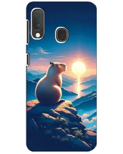 Чехол для Samsung Galaxy A20e с картинкой «Закат солнца с капибарой»