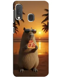 Чехол для Samsung Galaxy A20e с картинкой «Капибара с пиццей»