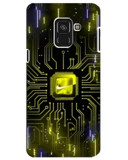 Чехол для Samsung Galaxy A8 Plus 2018 (A730F) с картинкой «Nike — золотая искра»