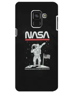 Чехол для Samsung Galaxy A8 Plus 2018 (A730F) с картинкой «NASA — шагаем по Луне»