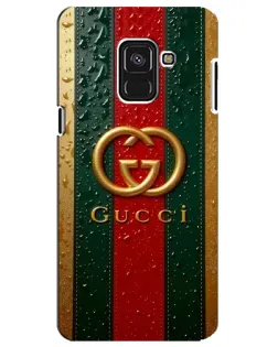 Чехол для Samsung Galaxy A8 Plus 2018 (A730F) с картинкой «Gucci — фирменная полоса и золото»