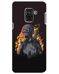 Чехол для Samsung Galaxy A8 Plus 2018 (A730F) с картинкой «PUBG — огненный силуэт»