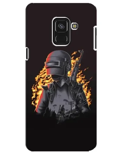 Чехол для Samsung Galaxy A8 Plus 2018 (A730F) с картинкой «PUBG — огненный силуэт»