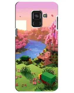 Чехол для Samsung Galaxy A8 Plus 2018 (A730F) с картинкой «Розовое дерево Minecraft»