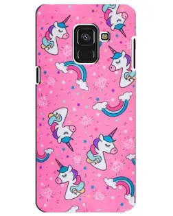 Чехол для Samsung Galaxy A8 Plus 2018 (A730F) с картинкой «Unicorn паттерн розовый»