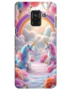 Чехол для Samsung Galaxy A8 Plus 2018 (A730F) с картинкой «Радуга и единороги»