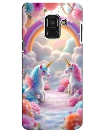 Чехол для Samsung Galaxy A8 Plus 2018 (A730F) с картинкой «Радуга и единороги»