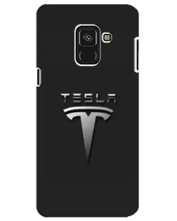 Чохол для Samsung Galaxy A8 Plus 2018 (A730F) з картинкою «Сталевий логотип Tesla»