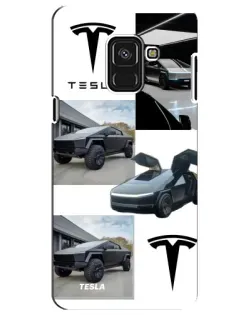 Чохол для Samsung Galaxy A8 Plus 2018 (A730F) з картинкою «Колаж Cybertruck Tesla»