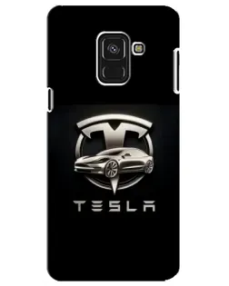 Чохол для Samsung Galaxy A8 Plus 2018 (A730F) з картинкою «Tesla — срібне авто»