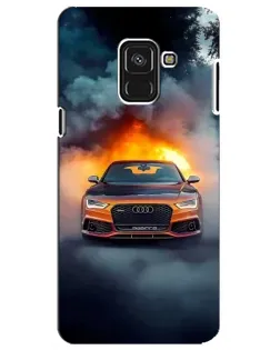 Чехол для Samsung Galaxy A8 Plus 2018 (A730F) с картинкой «Audi в огненном дыму»