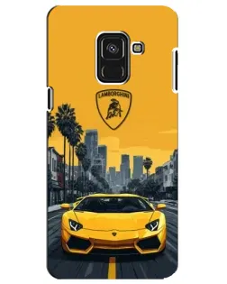 Чохол для Samsung Galaxy A8 Plus 2018 (A730F) з картинкою «Жовтий Lamborghini місто»