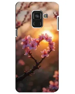 Чохол для Samsung Galaxy A8 Plus 2018 (A730F) з картинкою «Рожевий цвіт  сердечко на тлі заходу»