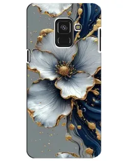 Чохол для Samsung Galaxy A8 Plus 2018 (A730F) з картинкою «Біла квітка та золотий флюїд»