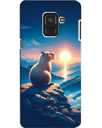 Чехол для Samsung Galaxy A8 2018 (A530F) с картинкой «Закат солнца с капибарой»