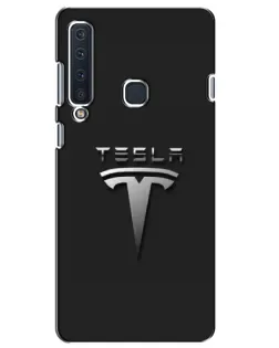 Чехол для Samsung Galaxy A9 2018 (A920) с картинкой «Стальной логотип Tesla»