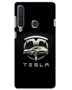 Чехол для Samsung Galaxy A9 2018 (A920) с картинкой «Tesla — серебристое авто»