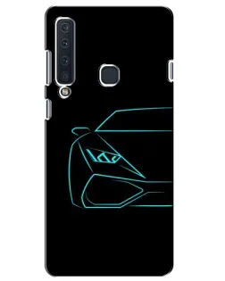Чехол для Samsung Galaxy A9 2018 (A920) с картинкой «Голубой силуэт Lamborghini»