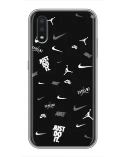 Чехол для Samsung Galaxy A01 Core с картинкой «Nike Black Pattern»
