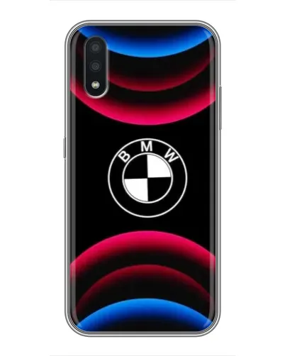 Чехол для Samsung Galaxy A01 Core с картинкой «Логотип BMW и неоновые дуги»