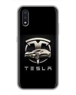 Чохол для Samsung Galaxy A01 Core з картинкою «Tesla — срібне авто»