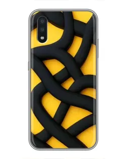 Чехол для Samsung Galaxy A01 Core с картинкой «Черное желтое переплетение»