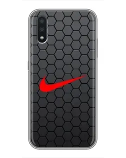 Чехол для Samsung Galaxy A01 с картинкой «Nike — карбоновая сетка»