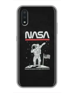 Чехол для Samsung Galaxy A01 с картинкой «NASA — шагаем по Луне»
