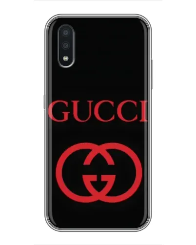 Чехол для Samsung Galaxy A01 с картинкой «Gucci — красный логотип»