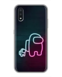 Чехол для Samsung Galaxy A01 с картинкой «Among Us неон-арт»