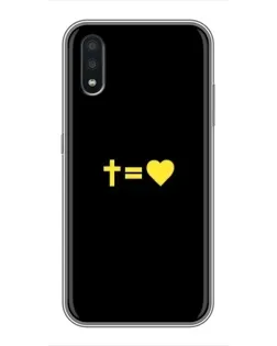 Чехол для Samsung Galaxy A01 с картинкой «Сердце и Крест»