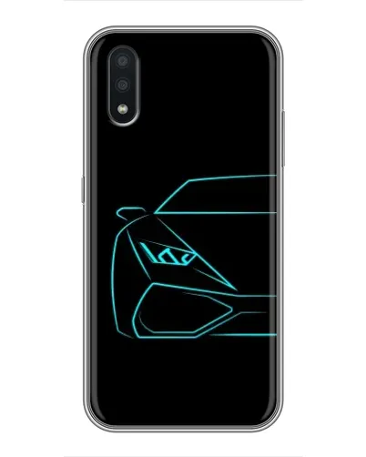 Чехол для Samsung Galaxy A01 с картинкой «Голубой силуэт Lamborghini»