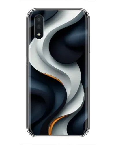 Чехол для Samsung Galaxy A01 с картинкой «Объемные черно-белые ленты» Чехол для Samsung Galaxy A01 с картинкой «Объемные черно-белые ленты»