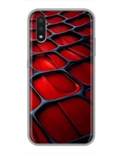 Чехол для Samsung Galaxy A01 с картинкой «Красная глянцевая сетка»
