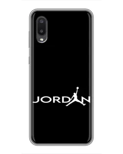 Чехол для Samsung Galaxy A02 с картинкой «Jordan White Logo»