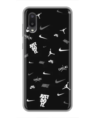 Чехол для Samsung Galaxy A02 с картинкой «Nike Black Pattern» Чехол для Samsung Galaxy A02 с картинкой «Nike Black Pattern»
