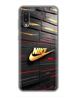 Чохол для Samsung Galaxy A02 з картинкою «Золотий Nike на металі»