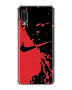 Чехол для Samsung Galaxy A02 с картинкой «Красные брызги Nike»