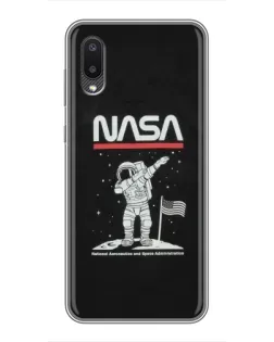 Чехол для Samsung Galaxy A02 с картинкой «NASA — шагаем по Луне»