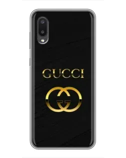 Чехол для Samsung Galaxy A02 с картинкой «Золотой логотип Gucci»