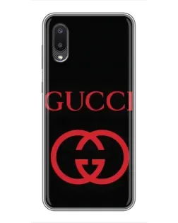 Чехол для Samsung Galaxy A02 с картинкой «Gucci — красный логотип»