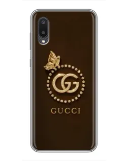 Чехол для Samsung Galaxy A02 с картинкой «Gucci — золотая бабочка»