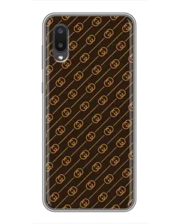 Чехол для Samsung Galaxy A02 с картинкой «Gucci — золотые диагонали»