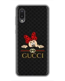 Чехол для Samsung Galaxy A02 с картинкой «Минни Маус Gucci — черный»